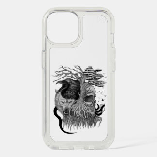 Wolf and Raven with Skull iPhone 15 Case