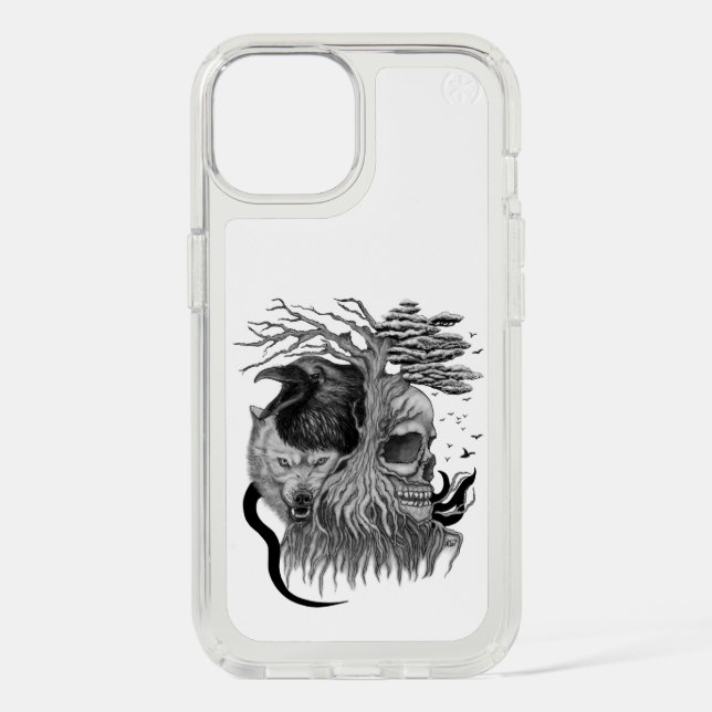Wolf and Raven with Skull Speck iPhone Case (Front)