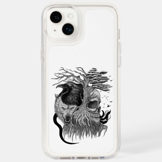 Wolf and Raven with Skull Speck iPhone Case (Front)