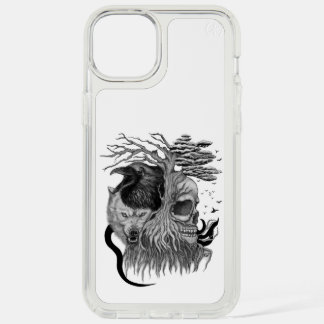Wolf and Raven with Skull iPhone 15 Plus Case