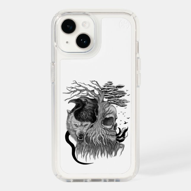 Wolf and Raven with Skull Speck iPhone Case (Front)