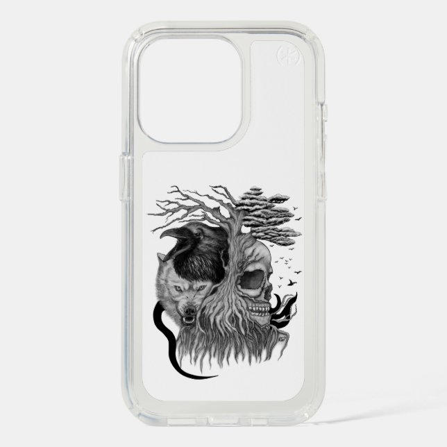 Wolf and Raven with Skull Speck iPhone Case (Front)