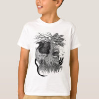 Wolf and Raven with Skull