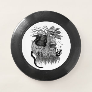 Wolf and Raven with Skull Wham-O Frisbee