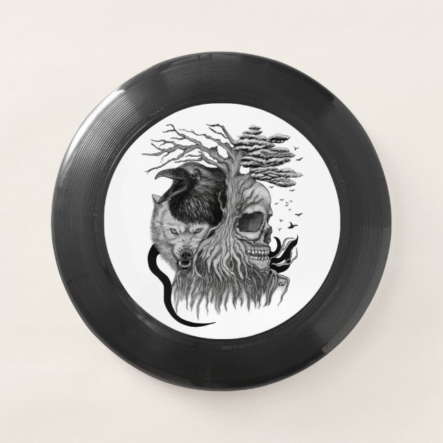 Wolf and Raven with Skull Wham-O Frisbee (Front)