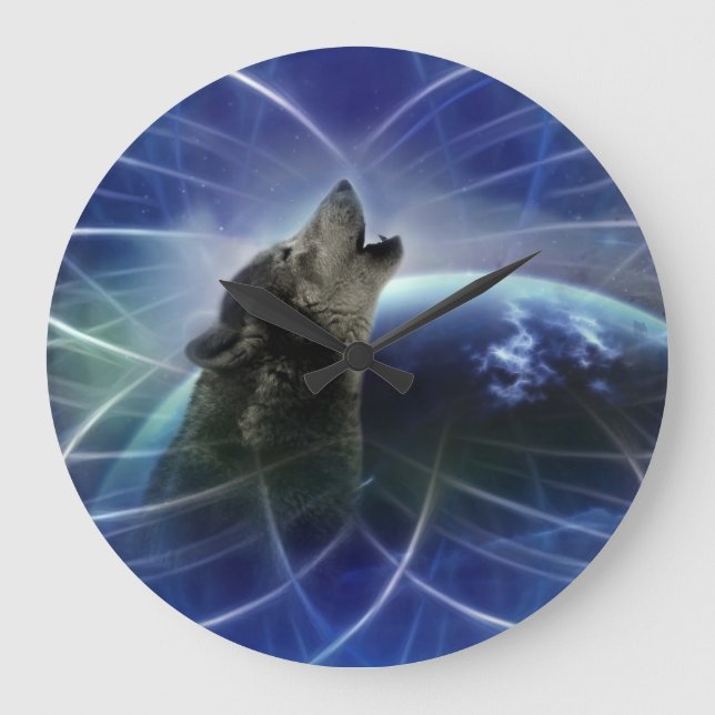 Wolf and the dreamcatcher large clock (Front)