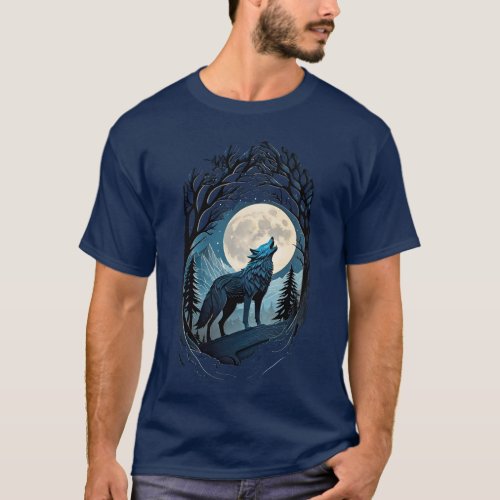 Wolf and the moon T_Shirt