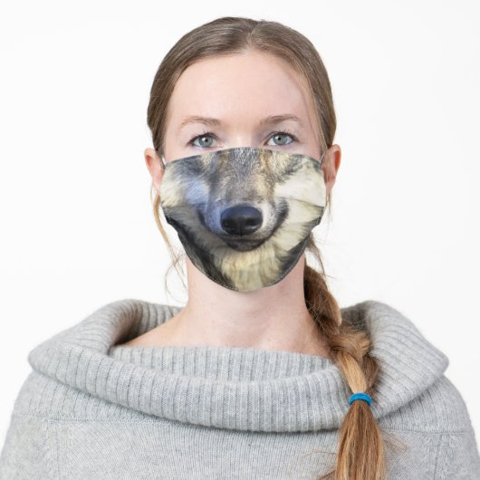 Wolf Animal Face Adult Cloth Face Mask (Worn)