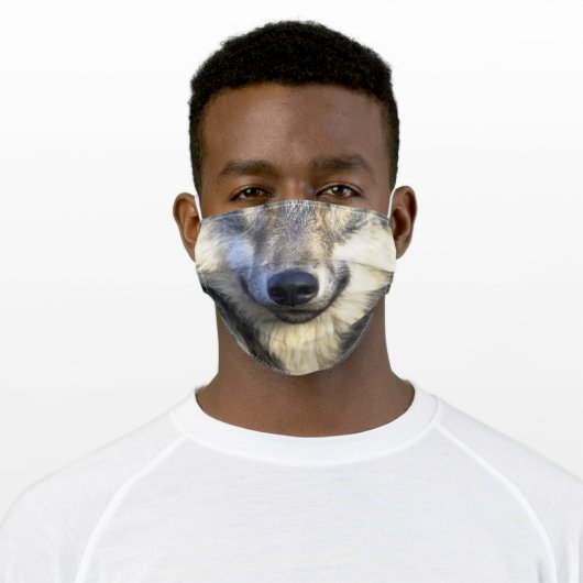 Wolf Animal Face Adult Cloth Face Mask (Worn)