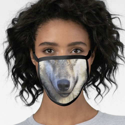 Wolf Animal Face Cotton Poly Blend Face Mask