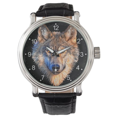 Wolf animal face Scary grey wolf head Watch