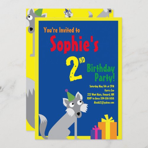 Wolf Animal Kids Birthday Party Invitations