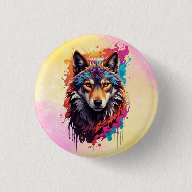 Wolf Animal Logo Design-87694 Button (Front)
