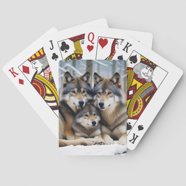 Wolf Animal Nature Wildlife Affection Caring Poker Cards (Back)