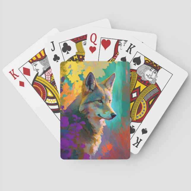 Wolf Animal Portrait Painting Wildlife Outdoors  Poker Cards (Back)
