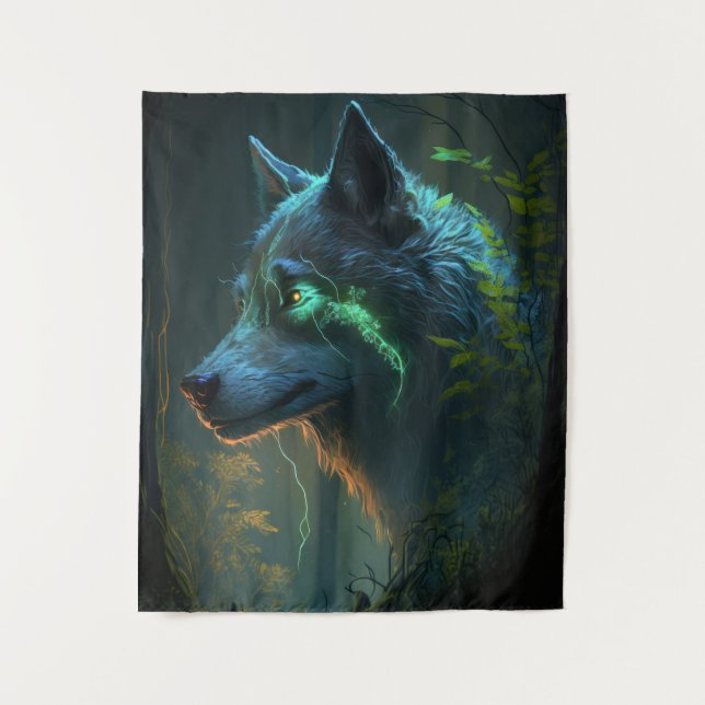 Wolf Animal Portrait Painting Wildlife Outdoors  Tapestry (Front)