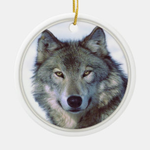 Wolf animal totem ceramic ornament