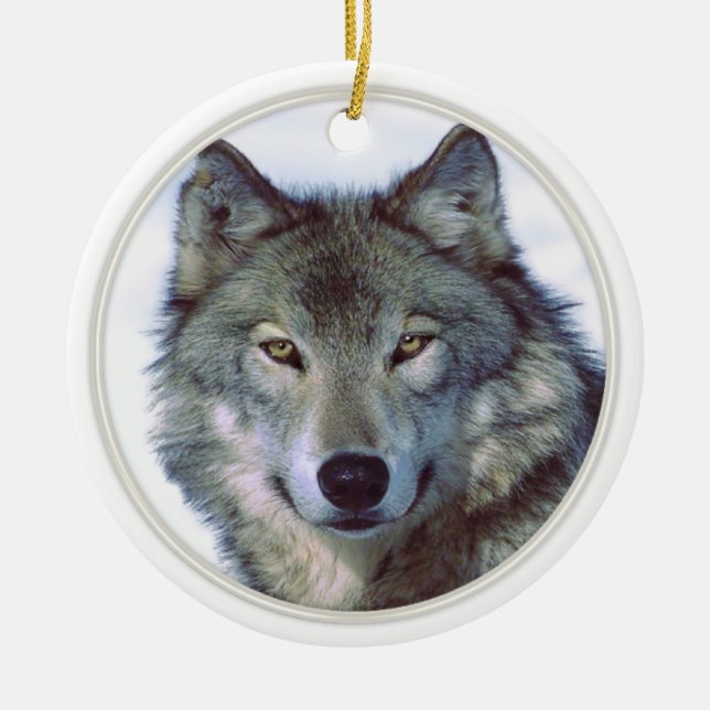 Wolf animal totem ceramic ornament (Front)