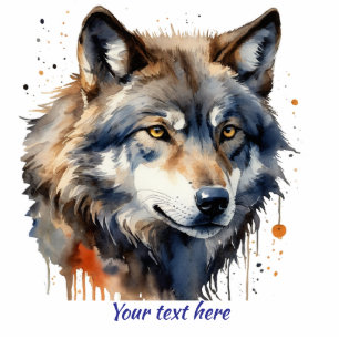Wolf Animal  Watercolor art message Cutout