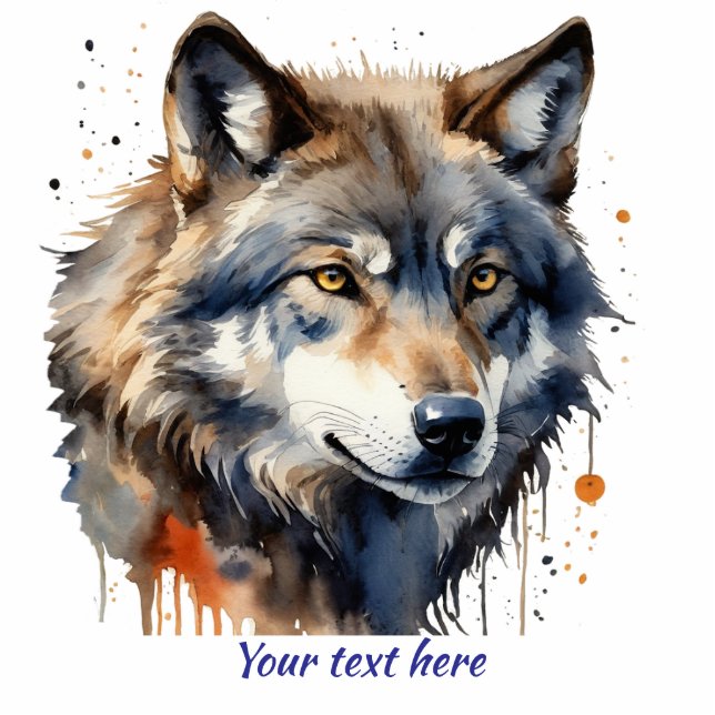 Wolf Animal  Watercolor art message Cutout (Front)