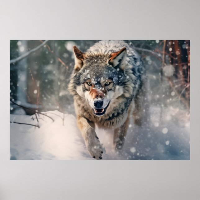 Wolf Animal Wildlife Wilderness Colorful Wall Art (Front)