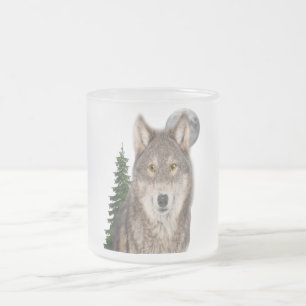 Wolf art frosted glass coffee mug