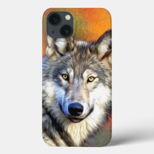 Wolf Art Painting Image iPhone 13 Case