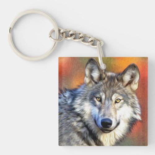 Wolf Art Painting Keychain