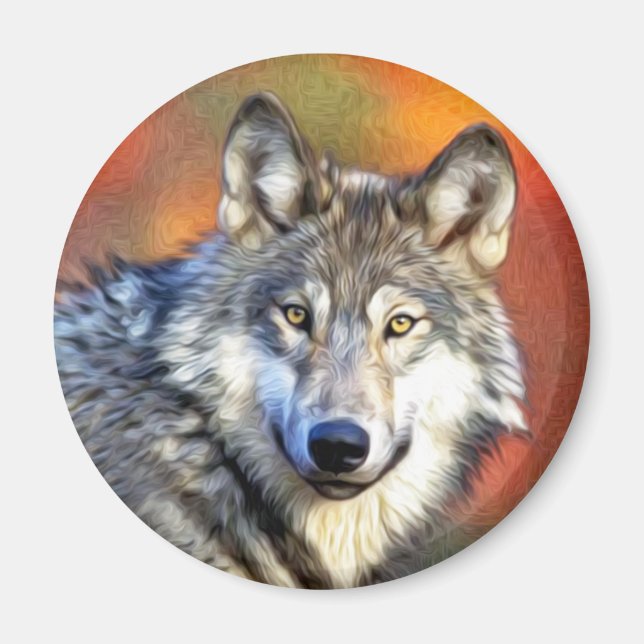 Wolf Art Painting Magnet (Front)