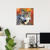 Wolf Art Painting Poster (Home Office)