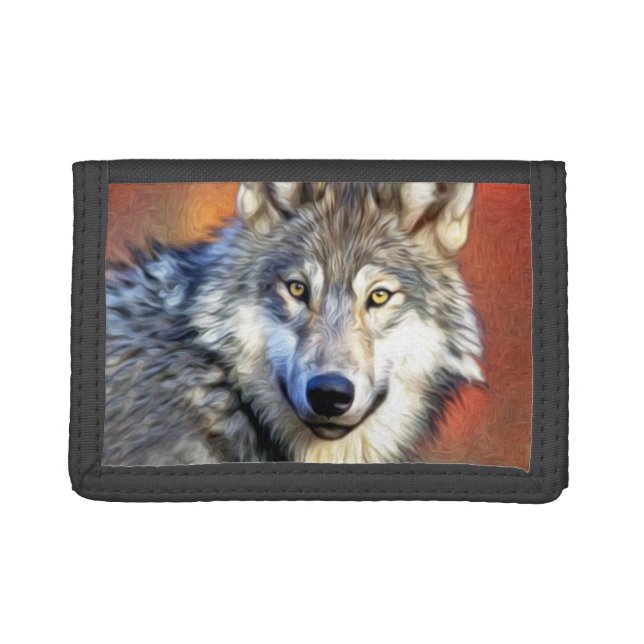 Wolf Art Painting Tri-fold Wallet (Front)