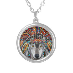 WOLF ART SILVER PLATED NECKLACE