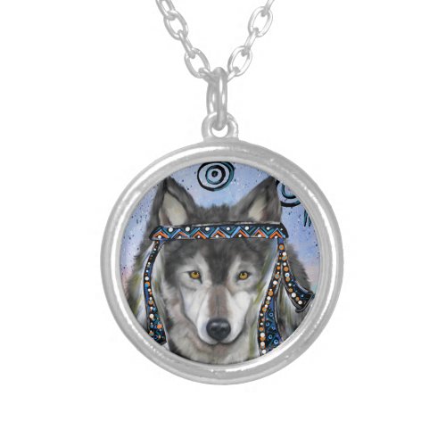  Wolf Art Silver Plated Necklace
