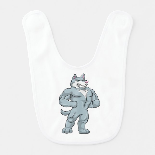 Wolf as Bodybuilder extreme Baby Bib (Front)