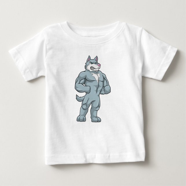 Wolf as Bodybuilder extreme Baby T-Shirt (Front)