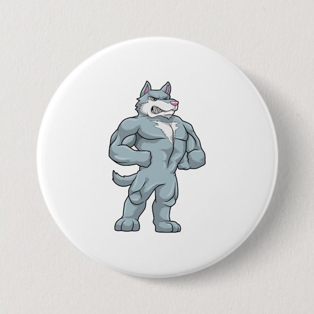 Wolf as Bodybuilder extreme Button (Front)
