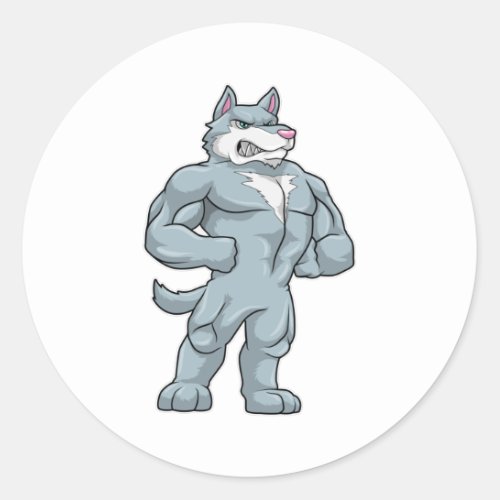 Wolf as Bodybuilder extreme Classic Round Sticker