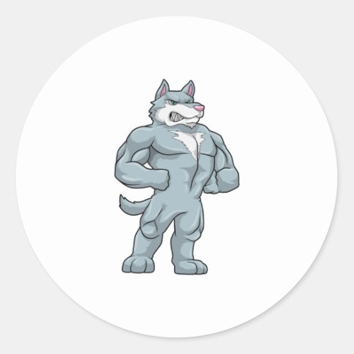 Wolf as Bodybuilder extreme Classic Round Sticker