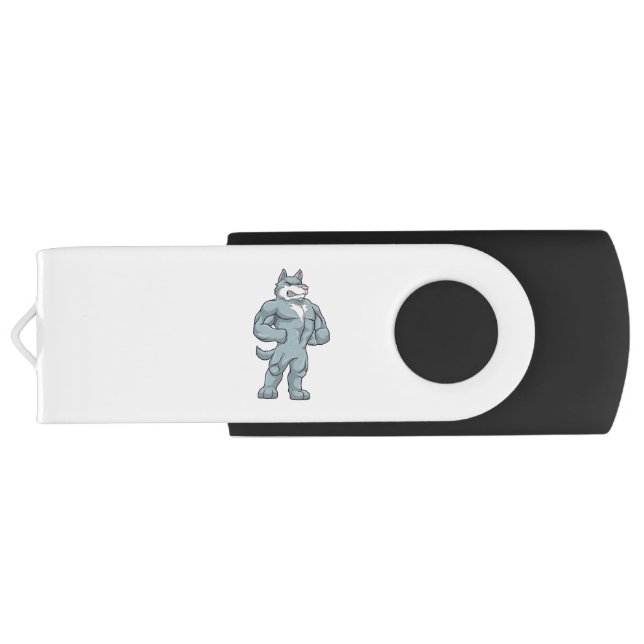 Wolf as Bodybuilder extreme Flash Drive (Back)