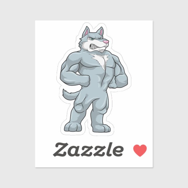 Wolf as Bodybuilder extreme Sticker (Sheet)
