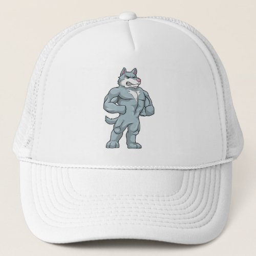 Wolf as Bodybuilder extreme Trucker Hat