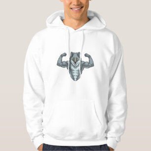 Wolf as Bodybuilder with big Muscles Hoodie