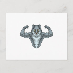 Wolf as Bodybuilder with big Muscles Postcard