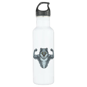 Wolf as Bodybuilder with big Muscles Stainless Steel Water Bottle