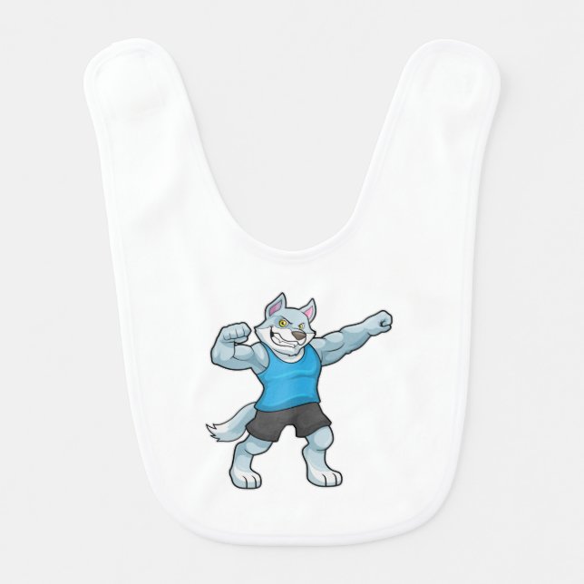 Wolf as Bodybuilder with big Upper arms Baby Bib (Front)