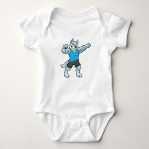 Wolf as Bodybuilder with big Upper arms Baby Bodysuit