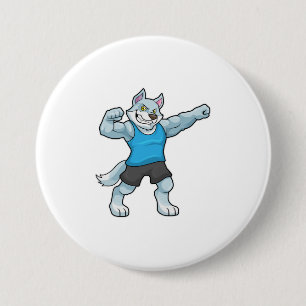 Wolf as Bodybuilder with big Upper arms Button