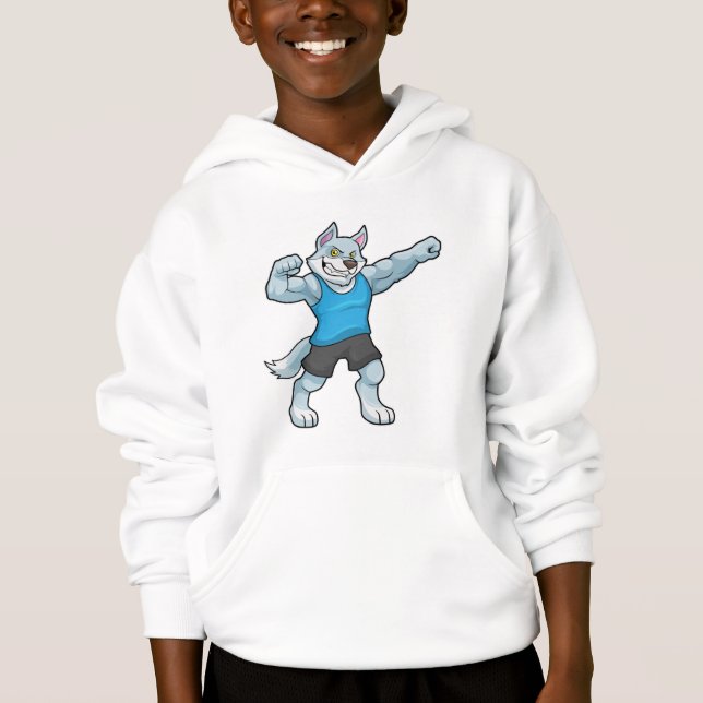 Wolf as Bodybuilder with big Upper arms Hoodie (Front)