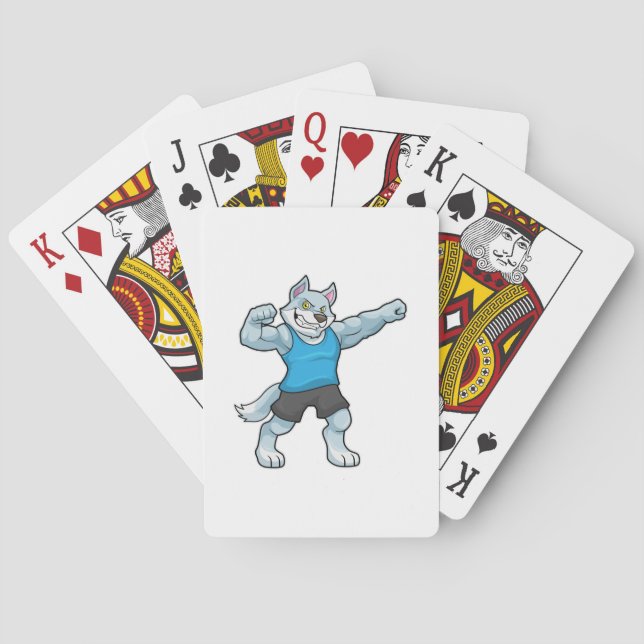 Wolf as Bodybuilder with big Upper arms Poker Cards (Back)