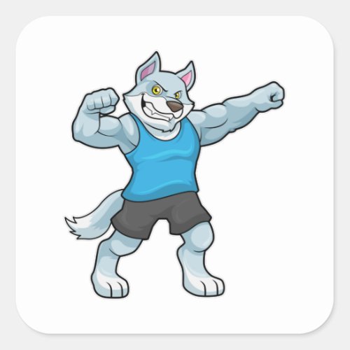 Wolf as Bodybuilder with big Upper arms Square Sticker